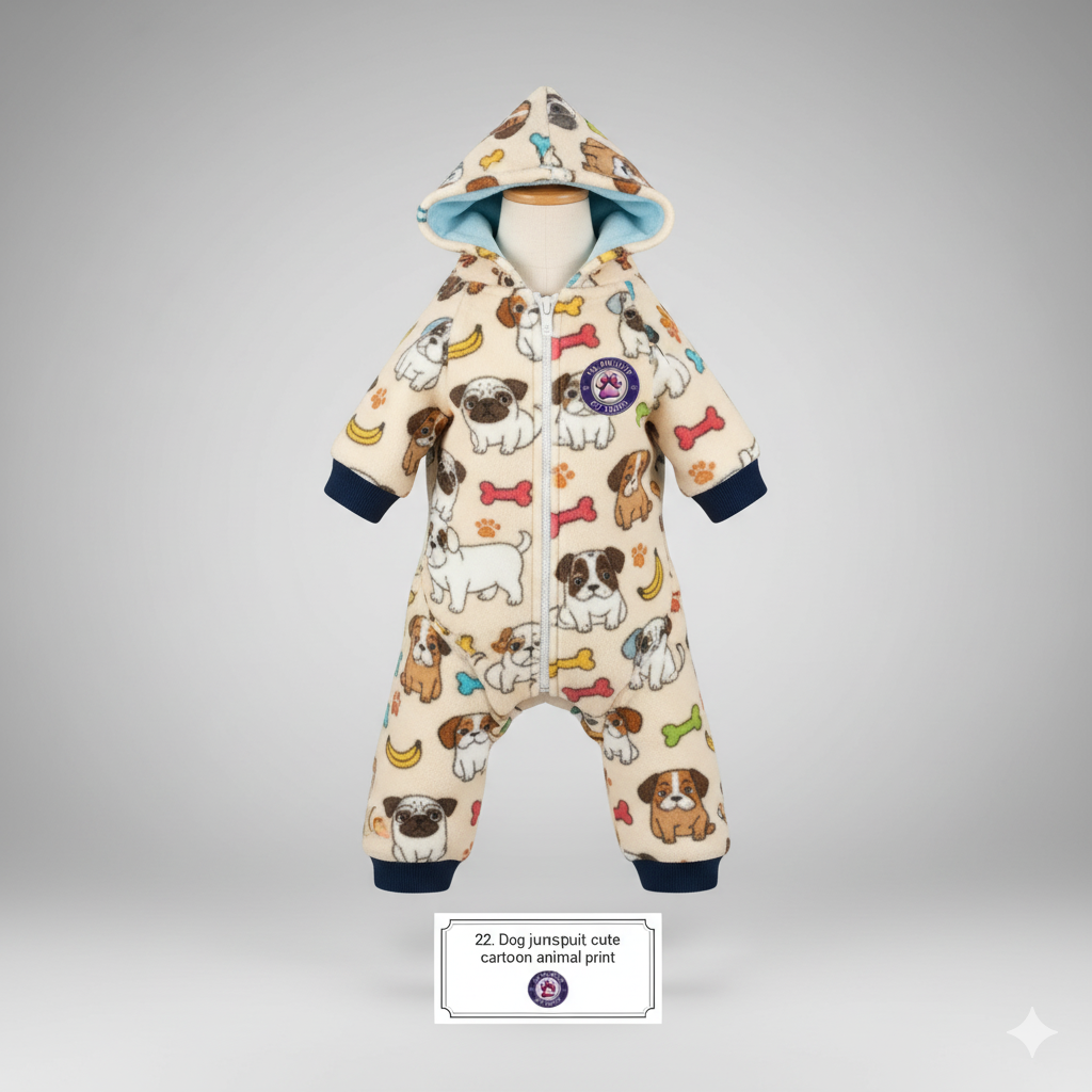 Dog jumpsuit cute cartoon animal print
