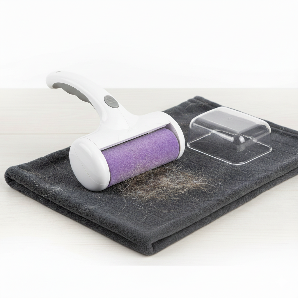 Roller pet hair removal device and reusable