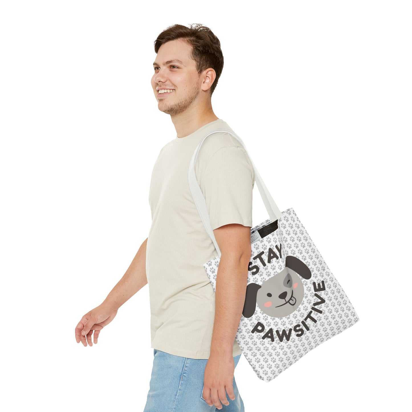 Dog Tote Bag Stay Pawsitive - Customizable
