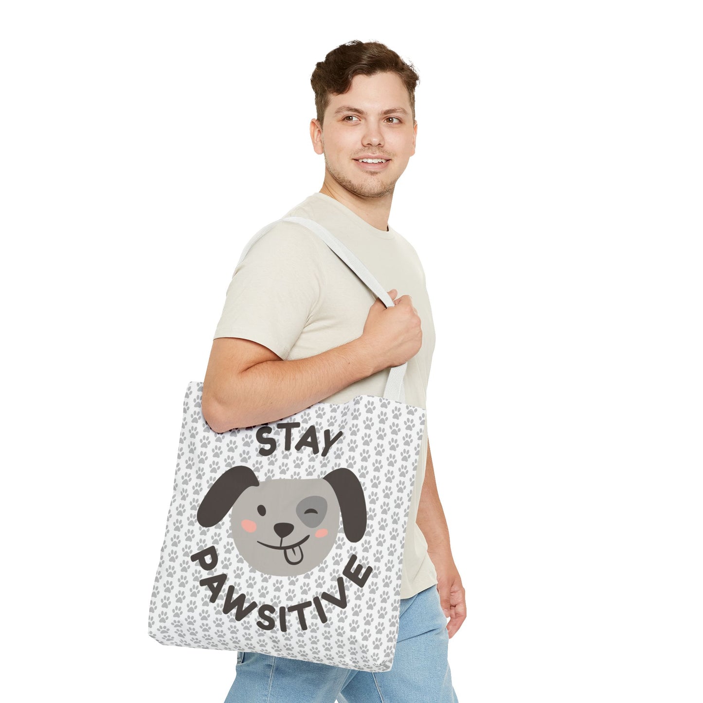 Dog Tote Bag Stay Pawsitive - Customizable