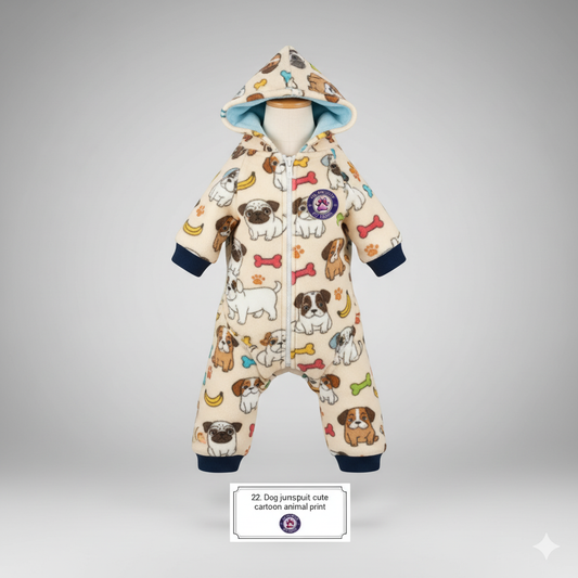 Dog jumpsuit cute cartoon animal print