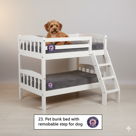 Pet bunk bed with removable step for dog